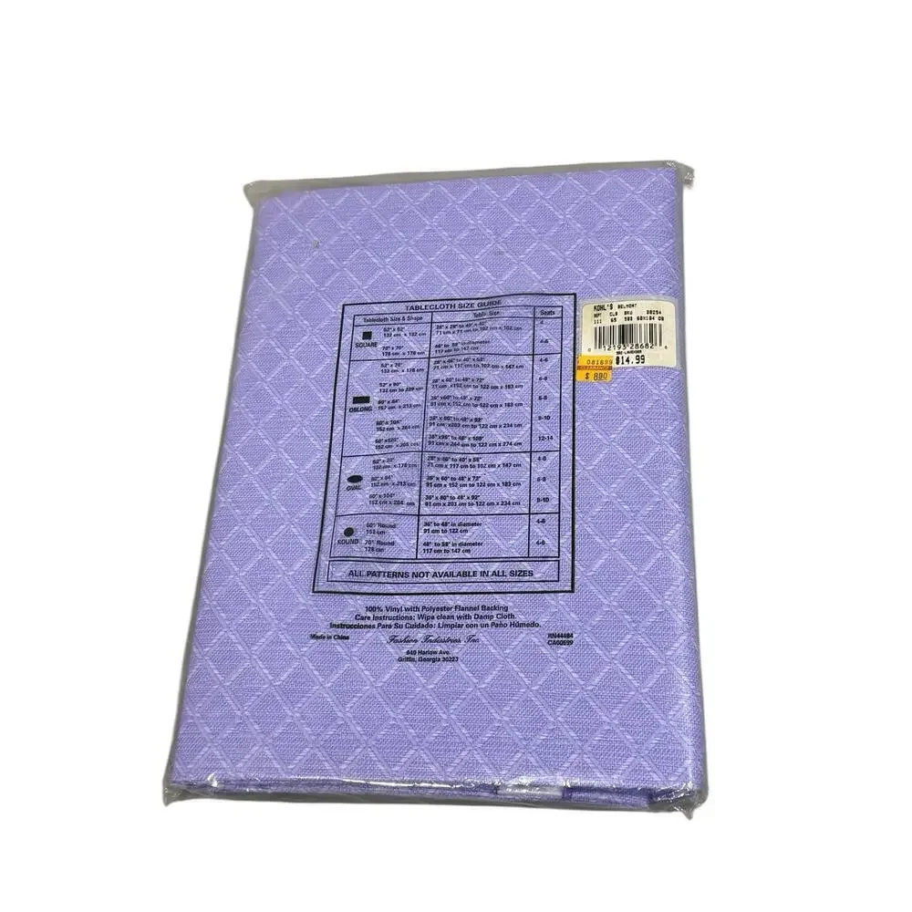 Vintage Fashion Industries Inc Purple Flannel Backed Vinyl Tablecloth 60X104